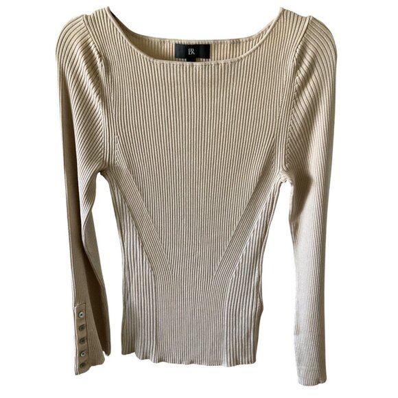 Banana Republic NWOT Sweater Boat Neck Oyster Beige Buttons Detail Large - Picture 1 of 8